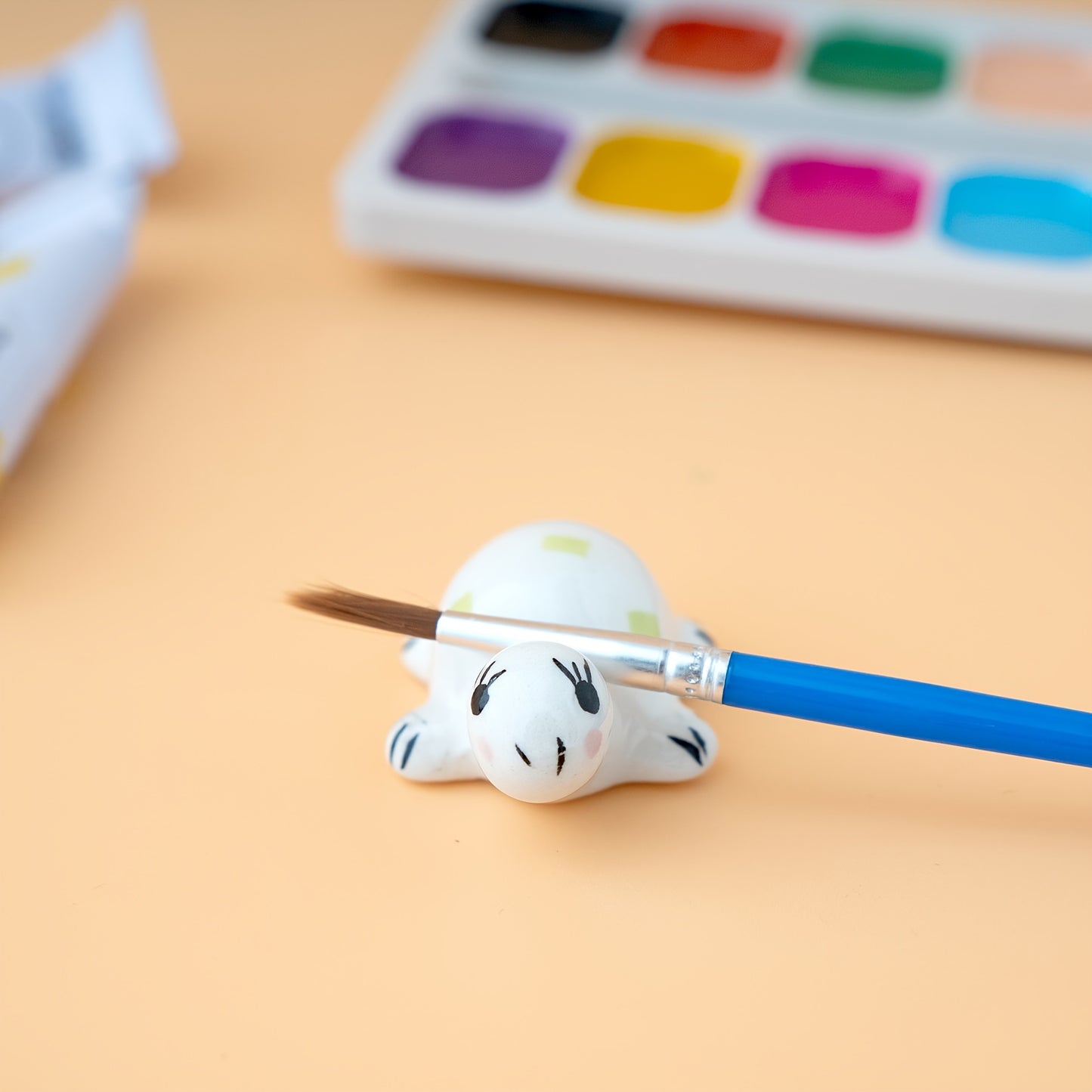 [Ceramic Paint Palette Set] Ceramic Paint Palette And Brush Holder Set | Turtle Shaped Design with Water Bowl Lid | for Watercolor, Acrylic, And Gifts for Painting Lovers- Multi-functional Art Supply
