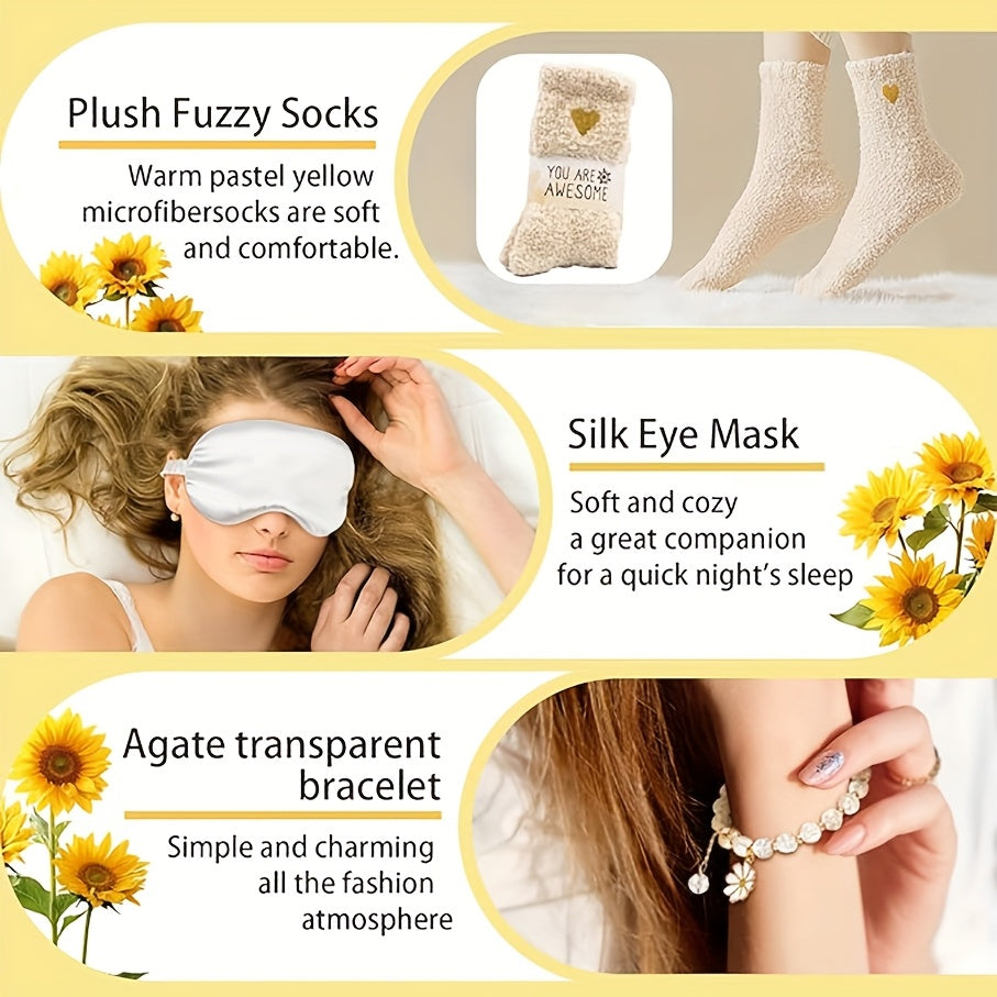 [Sunflower Spa Gifts Box] Unique Relaxation Spa Gifts Box - Sunflower Self Care Package for Women, Her, Sister, Mom, Best Friends - Birthday, Christmas, Get Well Soon Sympathy Gifts