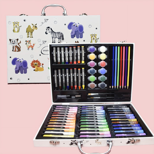 Inspiration Art Case Coloring Set - ZOO Animals, Art Supplies Set, Drawing Carrying Case Gift, 132pcs Art Set, Deluxe Professional Color Set, Creating Gift Box, Art Set Crafts Drawing Painting