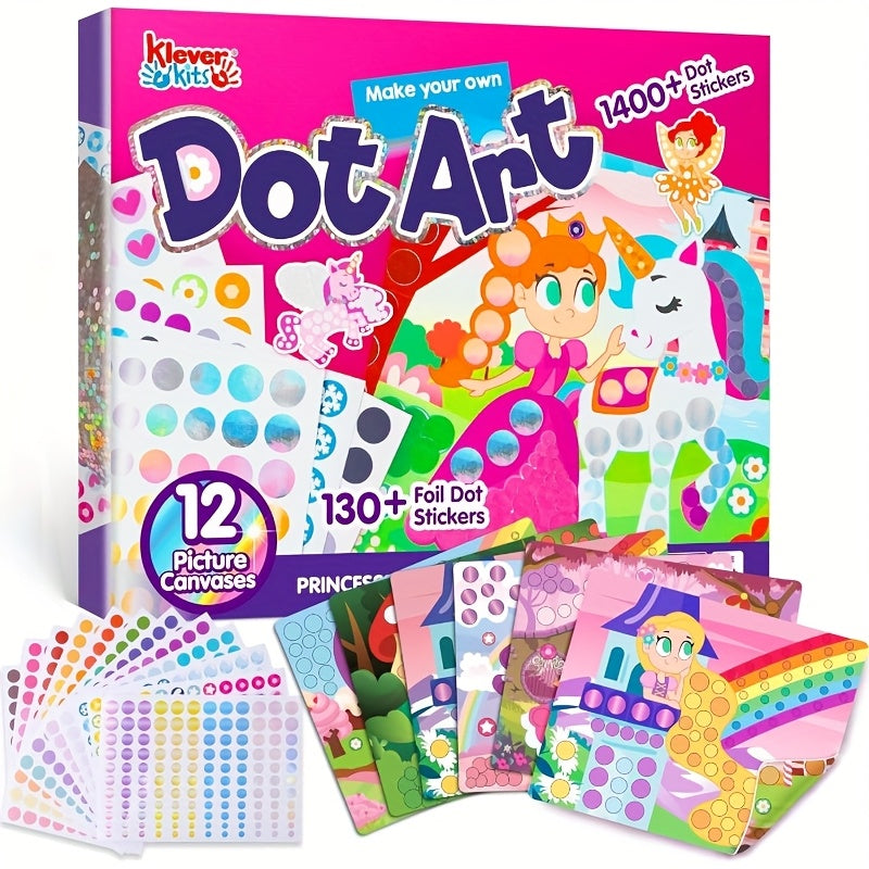 [No Mess | Sticker Art] No Mess Sticker Art | 1 Set Dot Art Activity For Kids | Crafts Supplies, Easter Birthday Gifts, Airplane Travel Toys For Boys & Girls Ages 3, 4, 5, 6, 7