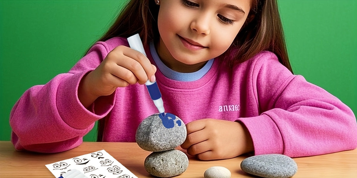 [Just Launched!] DIY Smiley Rock Painting Kit With 6 - Color Veggie Face Art Palette, A Must - Have Creative Gift For Kids