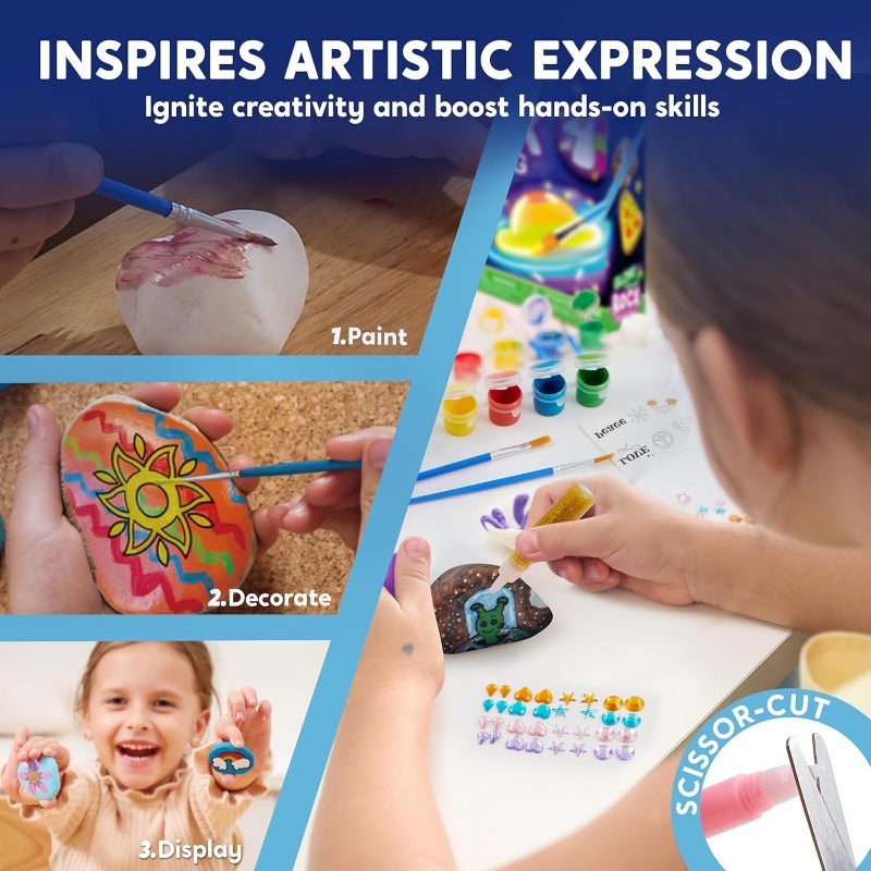 1 Set JOYIN Rock Painting Kit- Glow in The Dark Rock Kit, Arts and Crafts for Kids Ages 6-12, Art Supplies Toy, Kids Craft Paint Kits, Arts & Crafts for Boys Girls Birthday Party Gift Toy