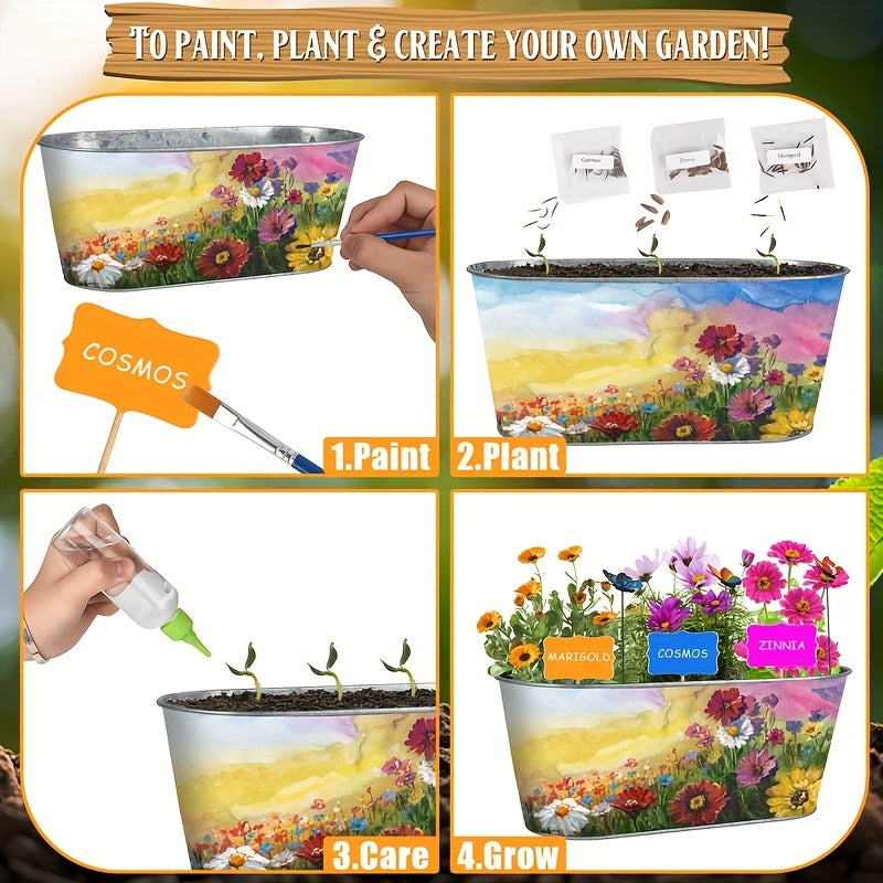 Children'S Herbal Planting Horticulture Set - Horticultural Plants And Painting Set - Suitable For Boys And Girls Aged 4 To 10, Handmade Art Gifts And Party Packages