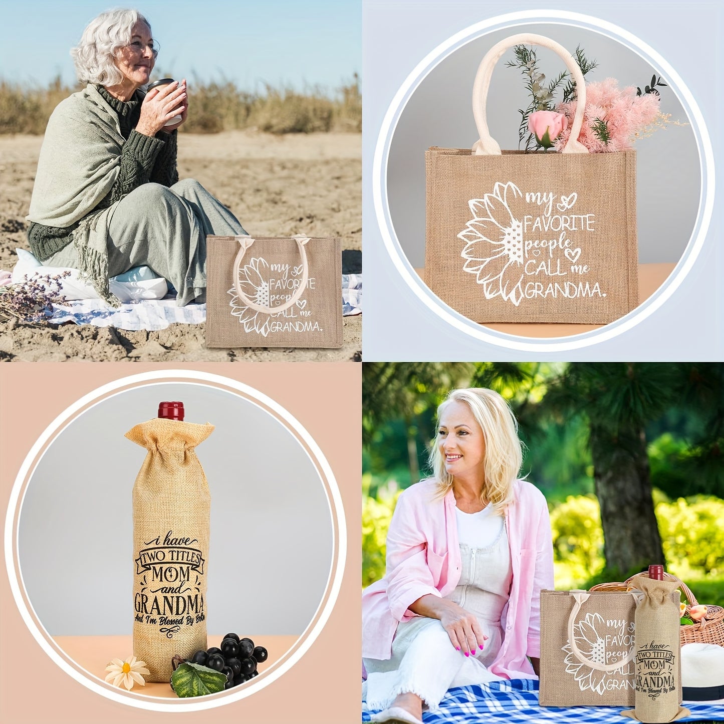 Mothers Day Gifts For Grandma, Grandma Gifts, Nana Gigi Grandma Birthday Gifts Box from, Grandma Coffee Mug Beach Travel Bag Set