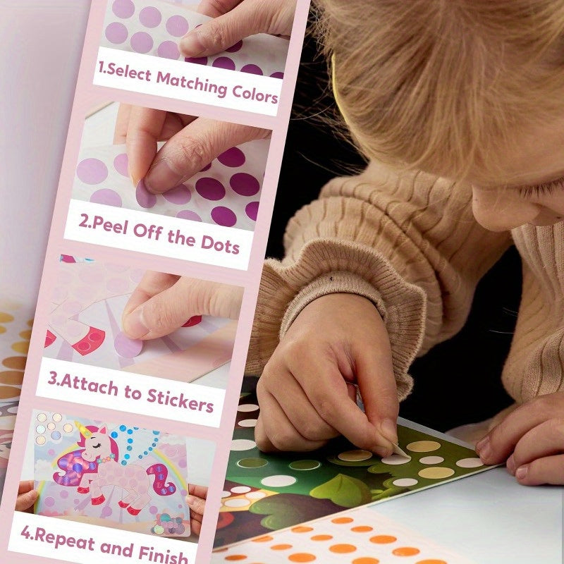 [No Mess | Sticker Art] No Mess Sticker Art | 1 Set Dot Art Activity For Kids | Crafts Supplies, Easter Birthday Gifts, Airplane Travel Toys For Boys & Girls Ages 3, 4, 5, 6, 7