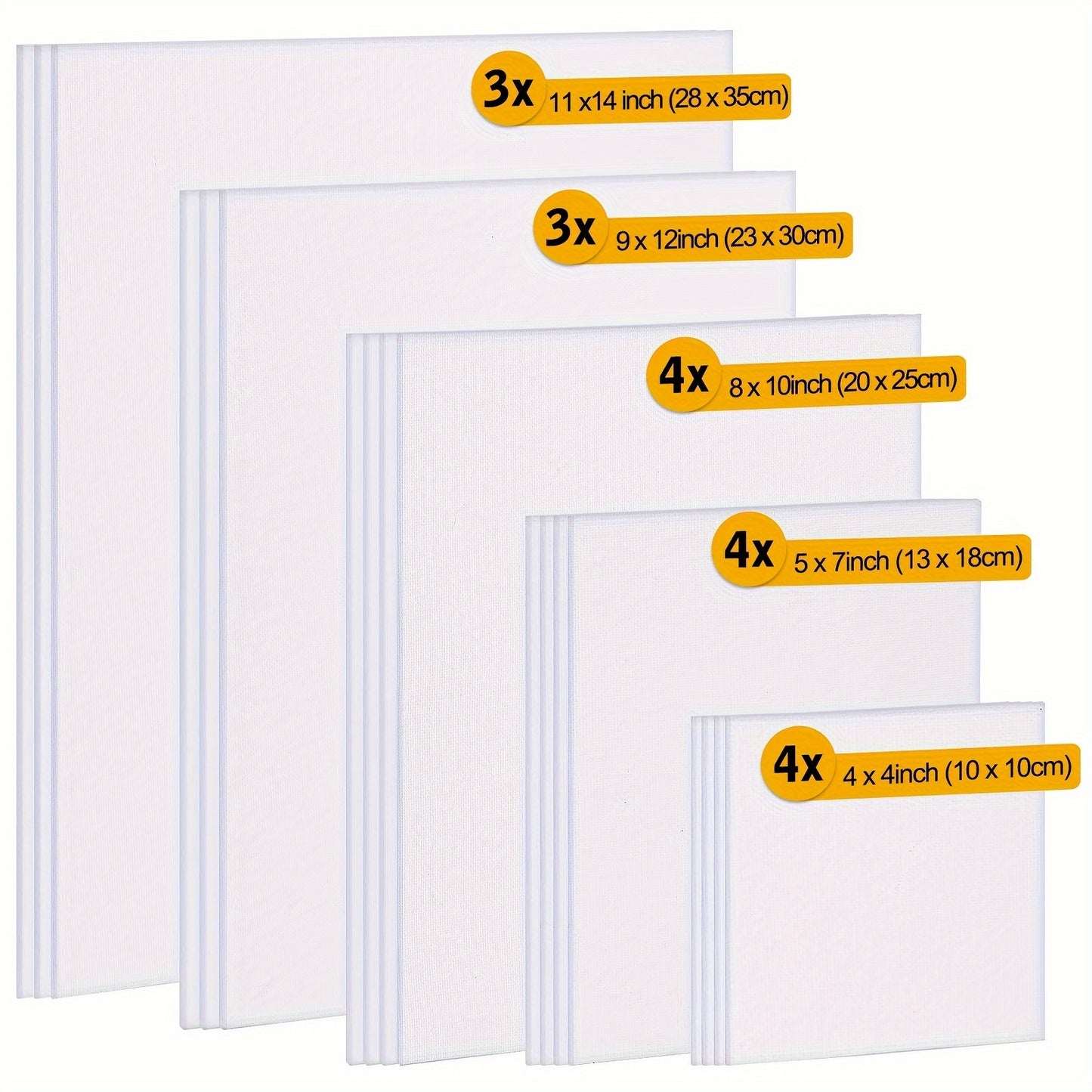 Canvas Boards for Painting, 18 Pack Art Painting Canvas Multipack, 4x4, 5x7, 8x10, 9x12, 11x14 Inches 3mm Canvas Panels, Painting Supplies for Acrylic, Oil Paint, Tempera, Watercolor, Gouache