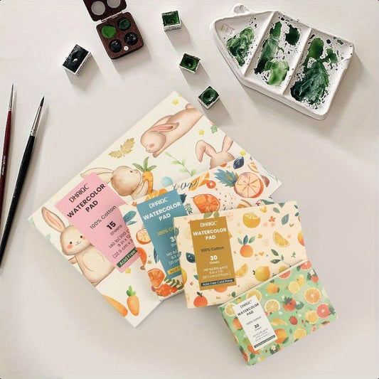 Watercolor Paper Pad 30 Sheets 5x7 100% Cotton Paper Glue Bound 140LB 300GSM Cold Pressed Water Color Paper for Watercolor Drawing Mixed Media Art Journaling 5x7 Inch