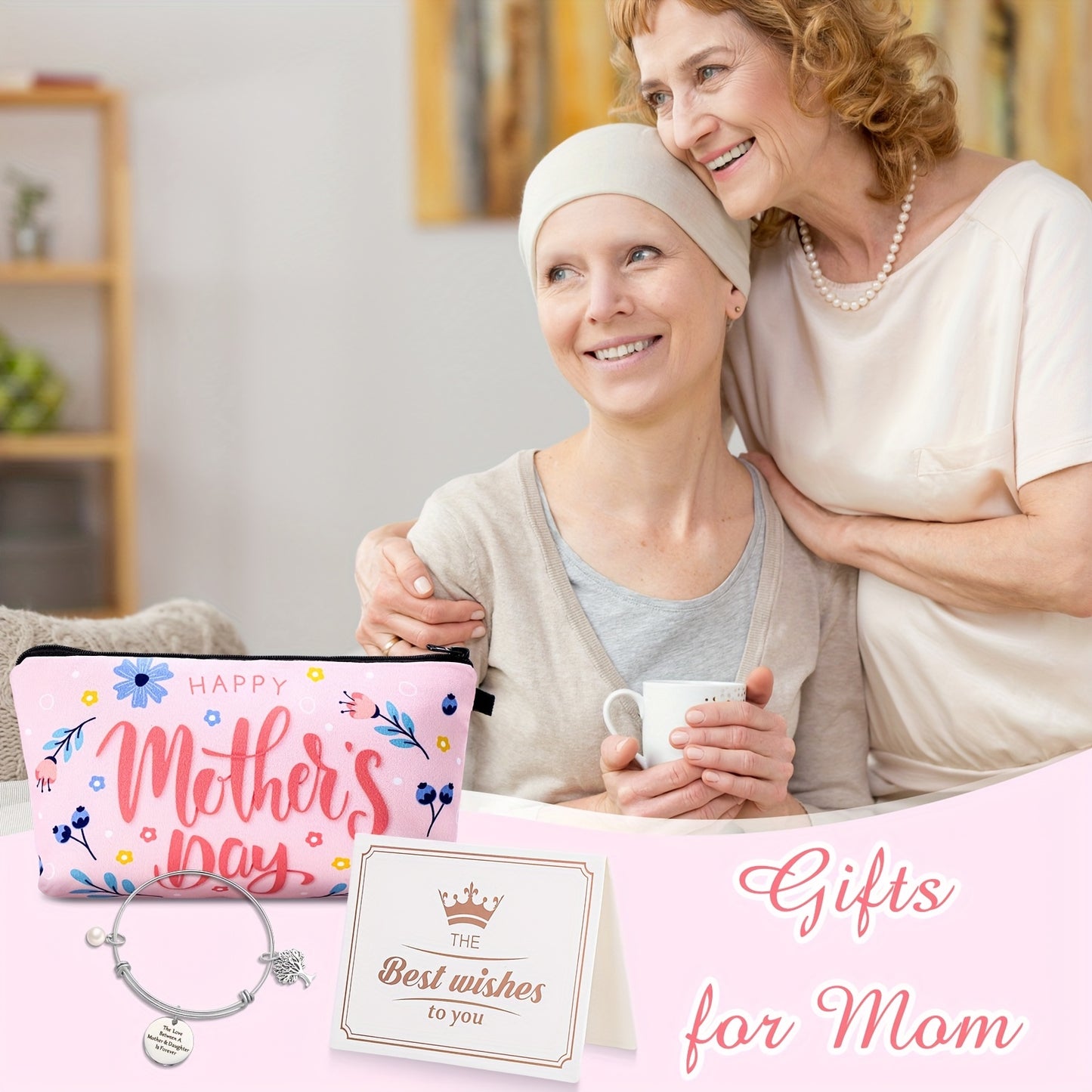 8pcs Valentines Gifts for Mom From Daughter Son Mothers Day Gift Ideas Mothers Day Gifts for Wife Mom Birthday Gifts Set Pink Best Mom Ever Gifts Idea for New Mom Wife