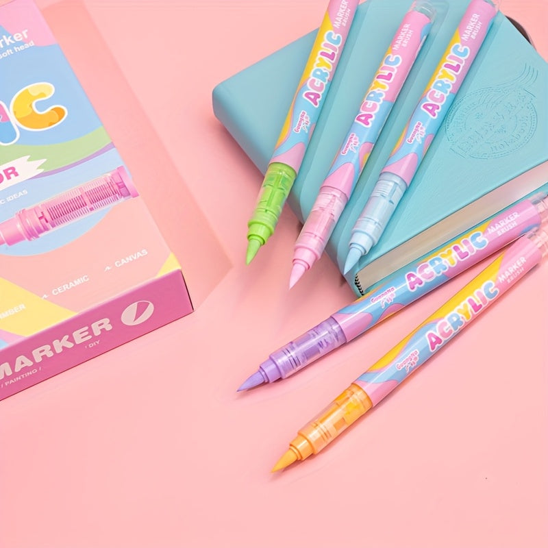 1 Set of 24 Vibrant Colors Soft-Tip Free Press Painting Doodle Overlay Pen - Waterproof, Non-Toxic, and Perfect for Stone, Glass, Ceramic, Easter Eggs, Metal, and Wood