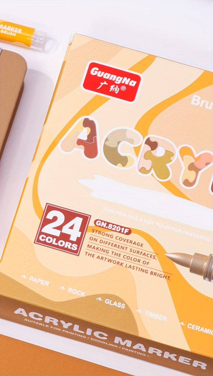1 Set of 24 Vibrant Colors Soft-Tip Free Press Painting Doodle Overlay Pen - Waterproof, Non-Toxic, and Perfect for Stone, Glass, Ceramic, Easter Eggs, Metal, and Wood