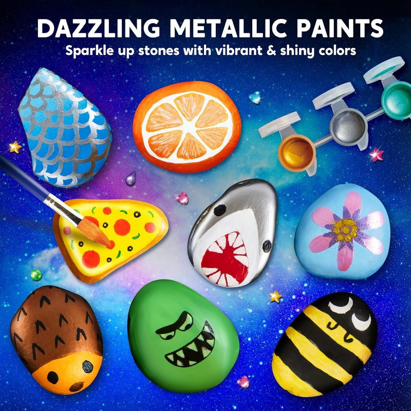 1 Set JOYIN Rock Painting Kit- Glow in The Dark Rock Kit, Arts and Crafts for Kids Ages 6-12, Art Supplies Toy, Kids Craft Paint Kits, Arts & Crafts for Boys Girls Birthday Party Gift Toy