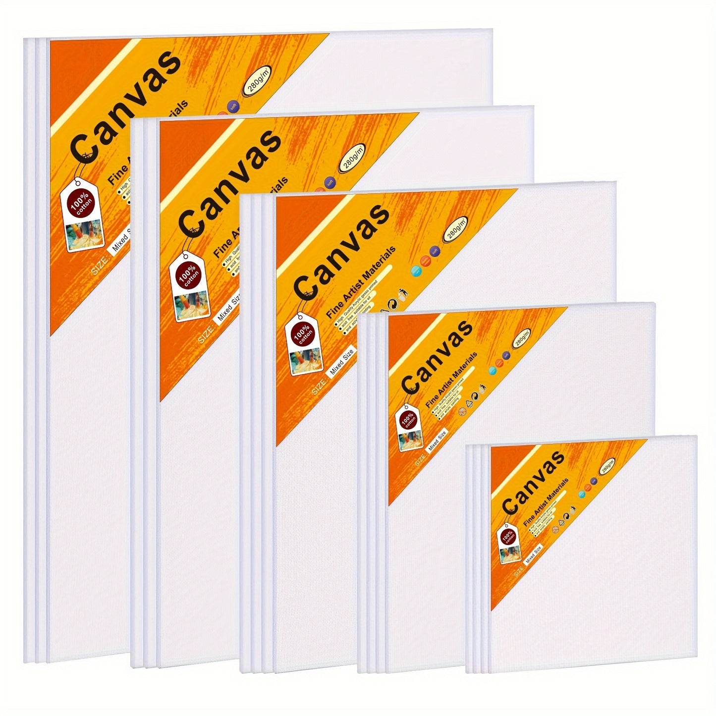 Canvas Boards for Painting, 18 Pack Art Painting Canvas Multipack, 4x4, 5x7, 8x10, 9x12, 11x14 Inches 3mm Canvas Panels, Painting Supplies for Acrylic, Oil Paint, Tempera, Watercolor, Gouache
