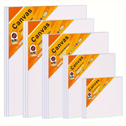 Canvas Boards for Painting, 18 Pack Art Painting Canvas Multipack, 4x4, 5x7, 8x10, 9x12, 11x14 Inches 3mm Canvas Panels, Painting Supplies for Acrylic, Oil Paint, Tempera, Watercolor, Gouache