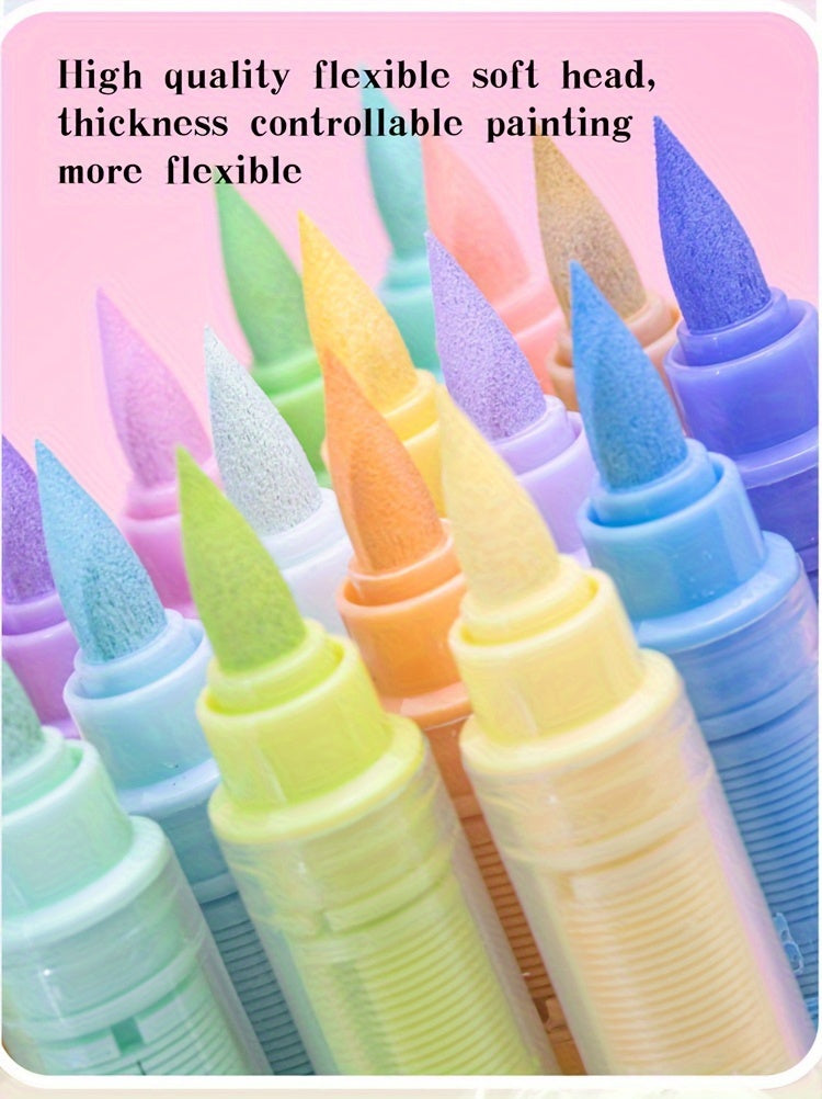 1 Set of 24 Vibrant Colors Soft-Tip Free Press Painting Doodle Overlay Pen - Waterproof, Non-Toxic, and Perfect for Stone, Glass, Ceramic, Easter Eggs, Metal, and Wood