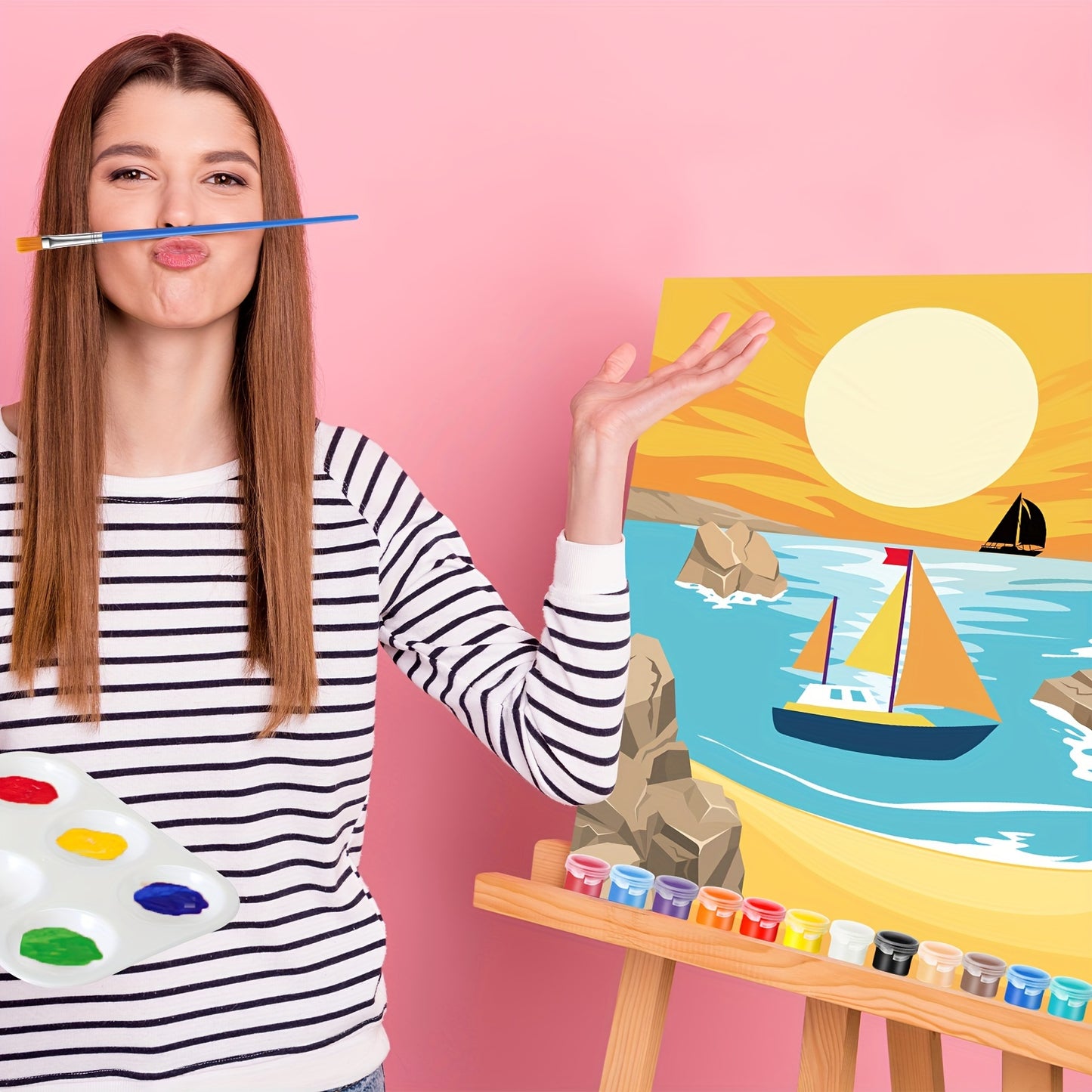 [Paint Kit] 12 Pack Pre Drawn Canvas Paint Kit | DIY Oil Painting For Landscape Paint Art Set | New Year Pre Printed Sip And Paint Party Favor Virtual Party Birthday