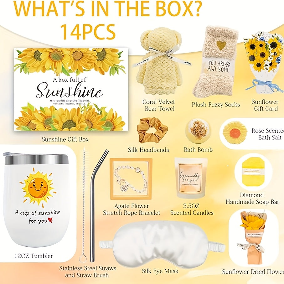 [Sunflower Spa Gifts Box] Unique Relaxation Spa Gifts Box - Sunflower Self Care Package for Women, Her, Sister, Mom, Best Friends - Birthday, Christmas, Get Well Soon Sympathy Gifts
