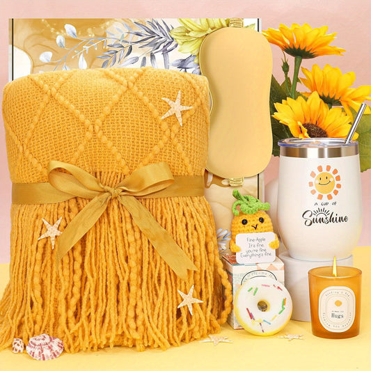 Sunshine Gifts for Women, Birthday Gifts for Her, Cheer Up Box, Relaxing SPA gifts Basket, Self Care Package with Sunshine for Her, Mom, Sister, Friend, Multi-Item Party Favor Packs