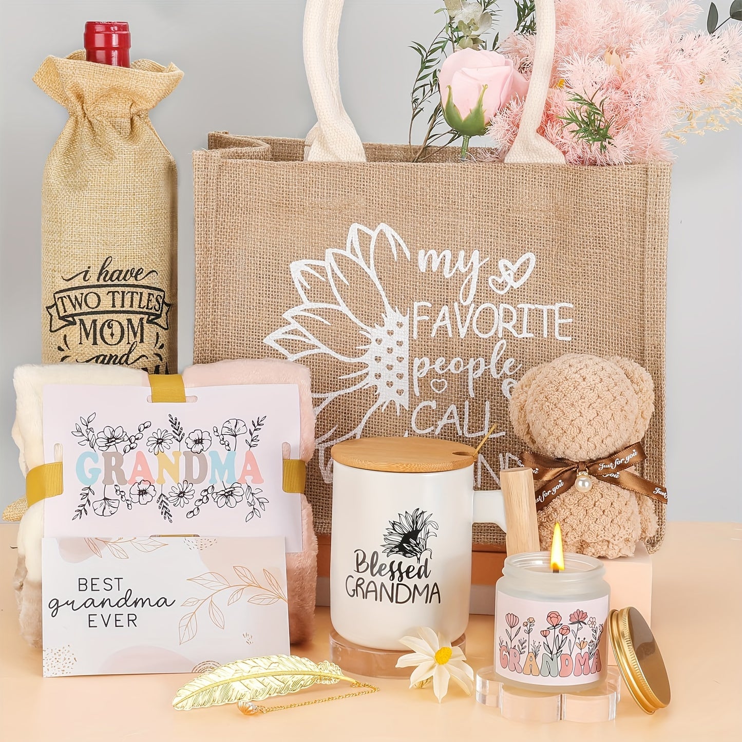Mothers Day Gifts For Grandma, Grandma Gifts, Nana Gigi Grandma Birthday Gifts Box from, Grandma Coffee Mug Beach Travel Bag Set