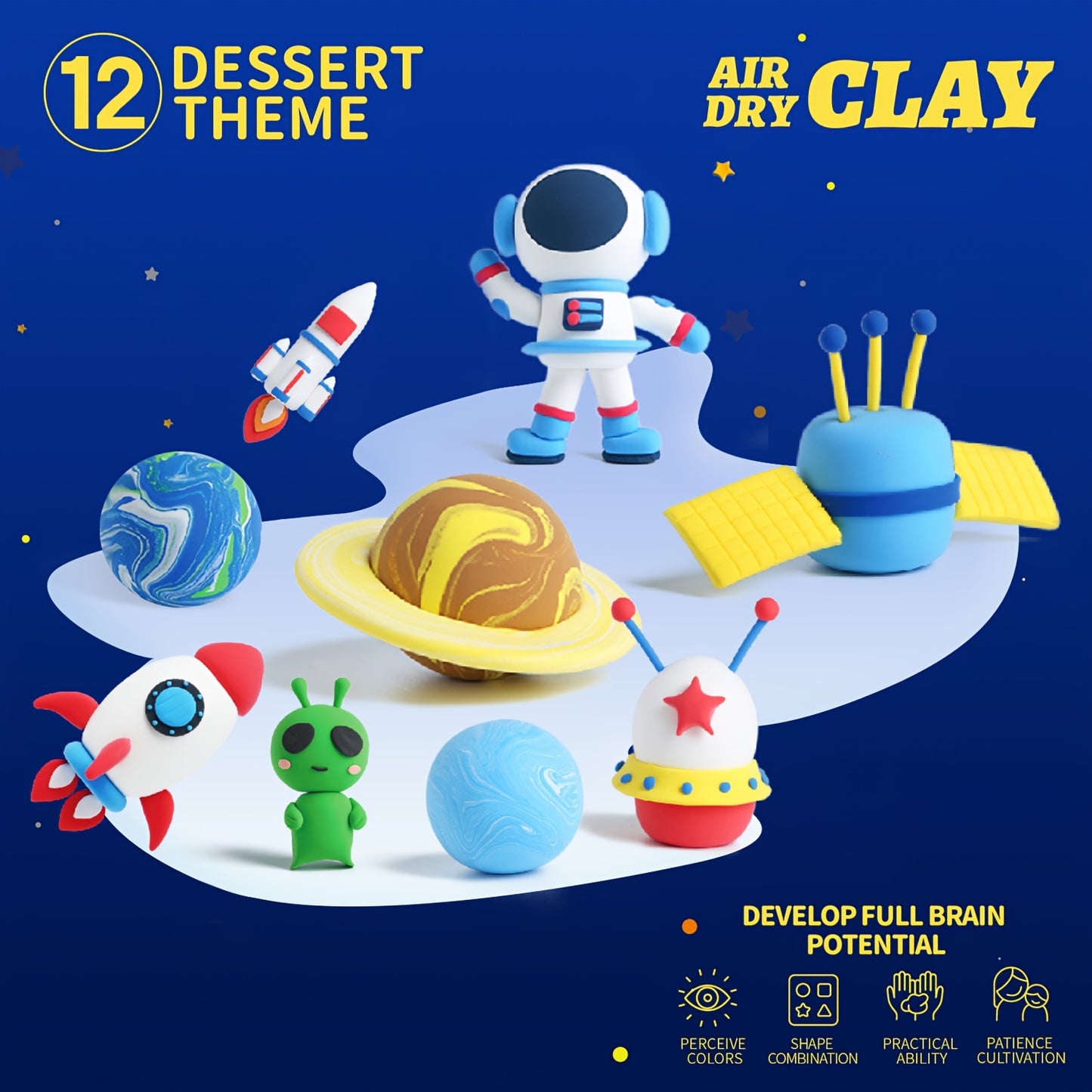 Air Dly Clay Kit, Space Trip In Childrendream Air Drying Clay For Kids 12 Boxes, DIY Magic Clay Set, Ultra Light Modeling Clay, Air Drying Clay Process Easy To Use Accessories, Tools