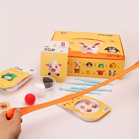 Air Dry Clay Kit, Air Dry Clay for Kids 12 Boxes, DIY Magic Clay Set, Ultra Light Modeling Clay, Air Drying Clay Process Easy to Use Accessories, Easter Mudding Children's Toys