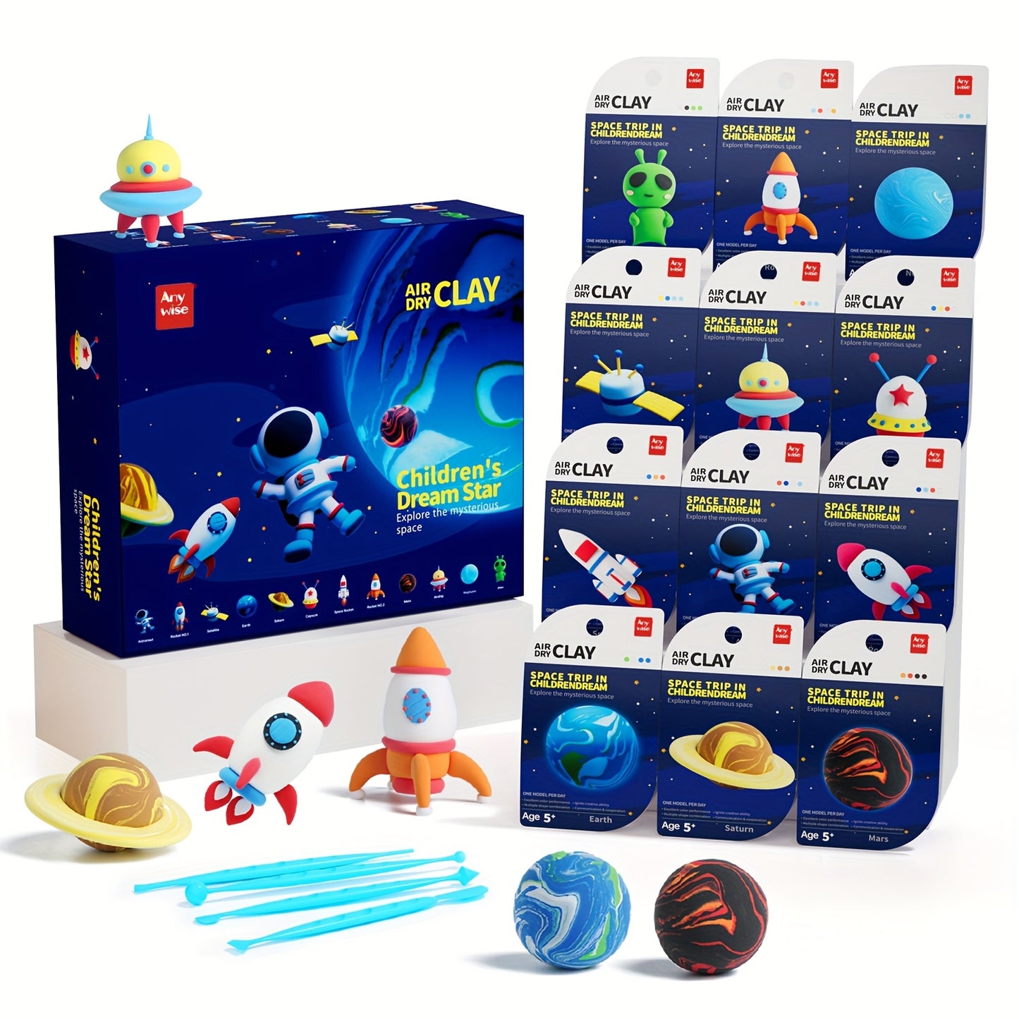 [Magic Air Dry Clay] 48 Colors Air Dry Clay Set, DIY Magic Clay | Super Light Modeling Clay, Individually Packaged 12 Boxes, Comes with Accessories, Tools and Tutorial, Easter Slime Fun for Kids