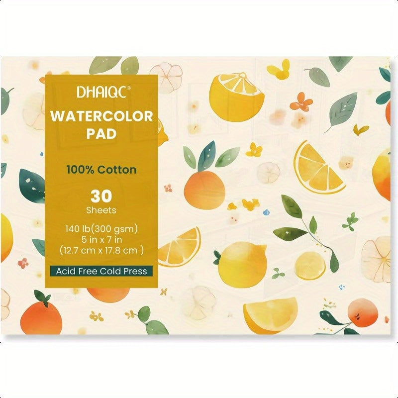 Watercolor Paper Pad 30 Sheets 5x7 100% Cotton Paper Glue Bound 140LB 300GSM Cold Pressed Water Color Paper for Watercolor Drawing Mixed Media Art Journaling 5x7 Inch