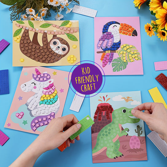 [1pc Non-Toxic Mosaic Craft Kit] 1pc LAOESE Foam Mosaic Craft Kit, Creative Activity Sets, Non-Toxic Plastic Materials, for Ages 3-6 Years