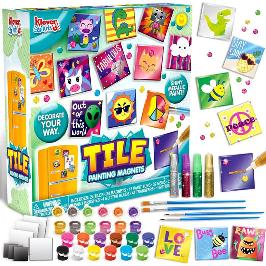 1 set 24 Magnetic Mini Tiles Art Kit, Creativity DIY Paint, Arts and Crafts, DIY Supplies for Party Favors, Family Activity, Birthday Present, Toys Gifts