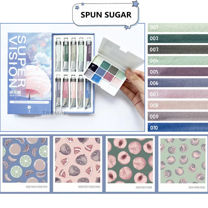 Super Vision Watercolor Paint 10 Color 1ML Artist Morandi Macaron Candy Color Advanced Gray Beginner Painting Art Supplies