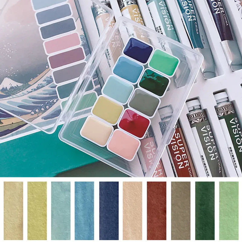 Super Vision Watercolor Paint 10 Color 1ML Artist Morandi Macaron Candy Color Advanced Gray Beginner Painting Art Supplies
