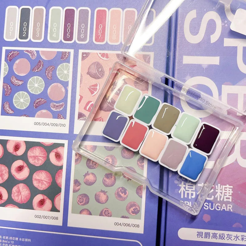 Super Vision Watercolor Paint 10 Color 1ML Artist Morandi Macaron Candy Color Advanced Gray Beginner Painting Art Supplies