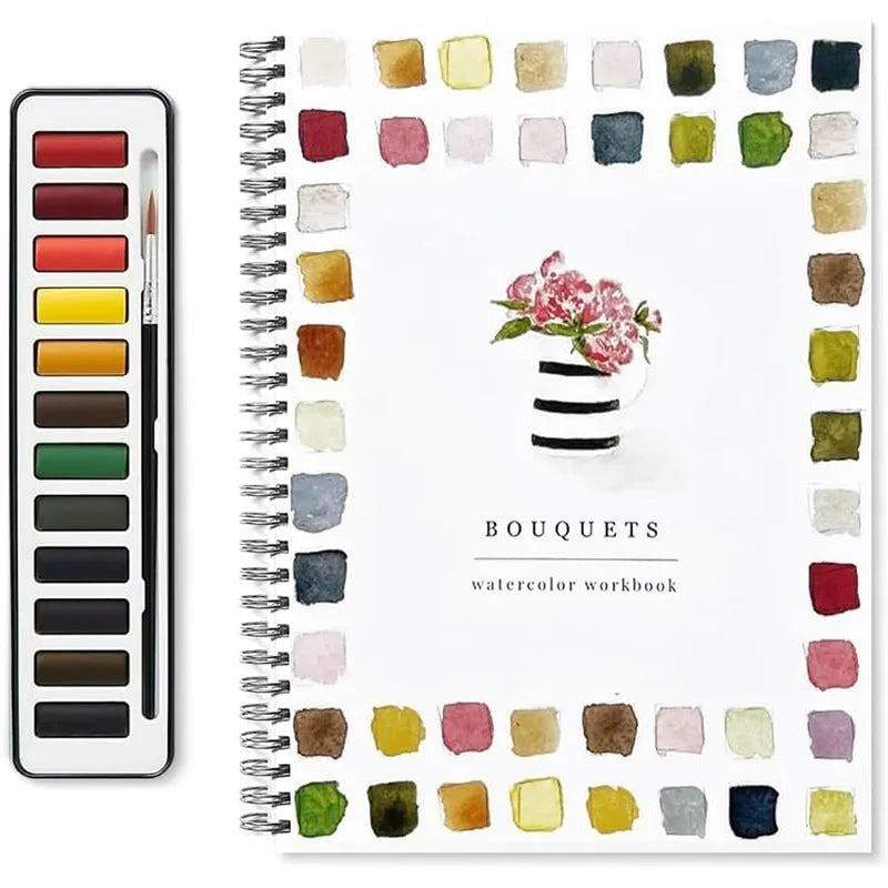 12 Colors Watercolor Paint Set With Paint Brush Art Crafts Painting Supplies Beginner-friendly Watercolor Workbooks Kids Adults