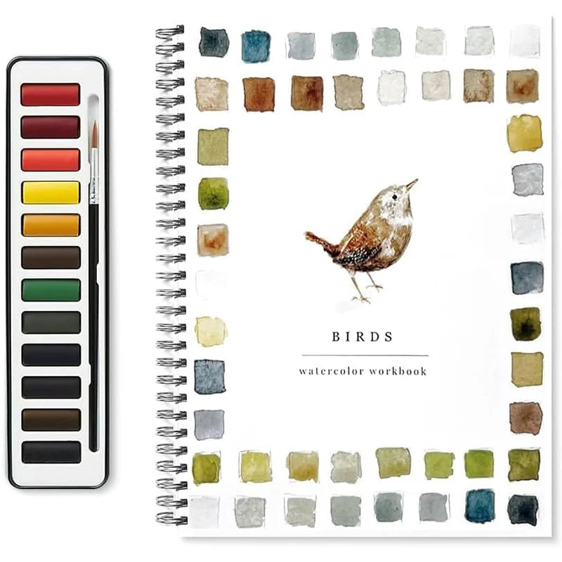 12 Colors Watercolor Paint Set With Paint Brush Art Crafts Painting Supplies Beginner-friendly Watercolor Workbooks Kids Adults