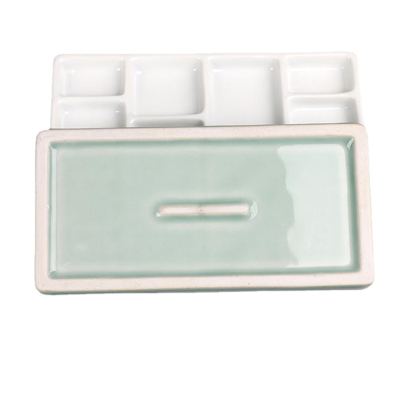 Ceramic Square Palette Multi-grid Watercolor Oil Paint Tray Adult Beginner Portable Art Supplies Jingdezhen Firing