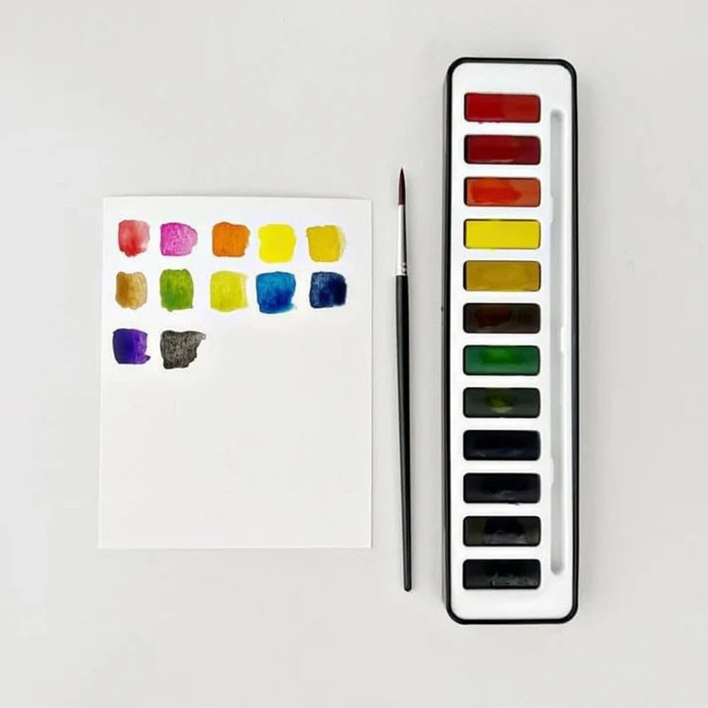 12 Colors Watercolor Paint Set With Paint Brush Art Crafts Painting Supplies Beginner-friendly Watercolor Workbooks Kids Adults