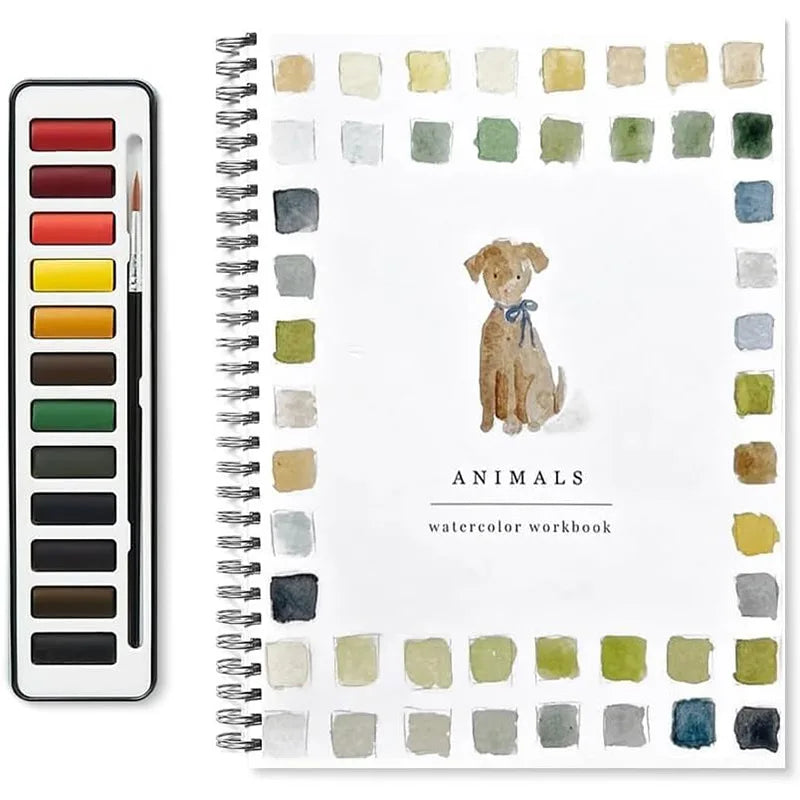 12 Colors Watercolor Paint Set With Paint Brush Art Crafts Painting Supplies Beginner-friendly Watercolor Workbooks Kids Adults