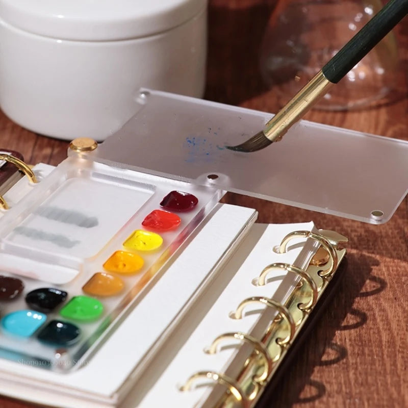 Portable Watercolor Palette Empty Acrylic Loose-leaf Paint Box with Cover Artist Accessories Travel Painting Art Supplies