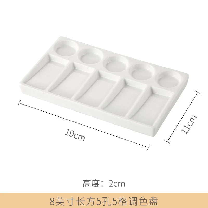Ceramic Square Palette Multi-grid Watercolor Oil Paint Tray Adult Beginner Portable Art Supplies Jingdezhen Firing