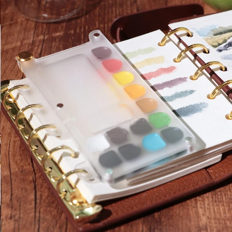 Portable Watercolor Palette Empty Acrylic Loose-leaf Paint Box with Cover Artist Accessories Travel Painting Art Supplies