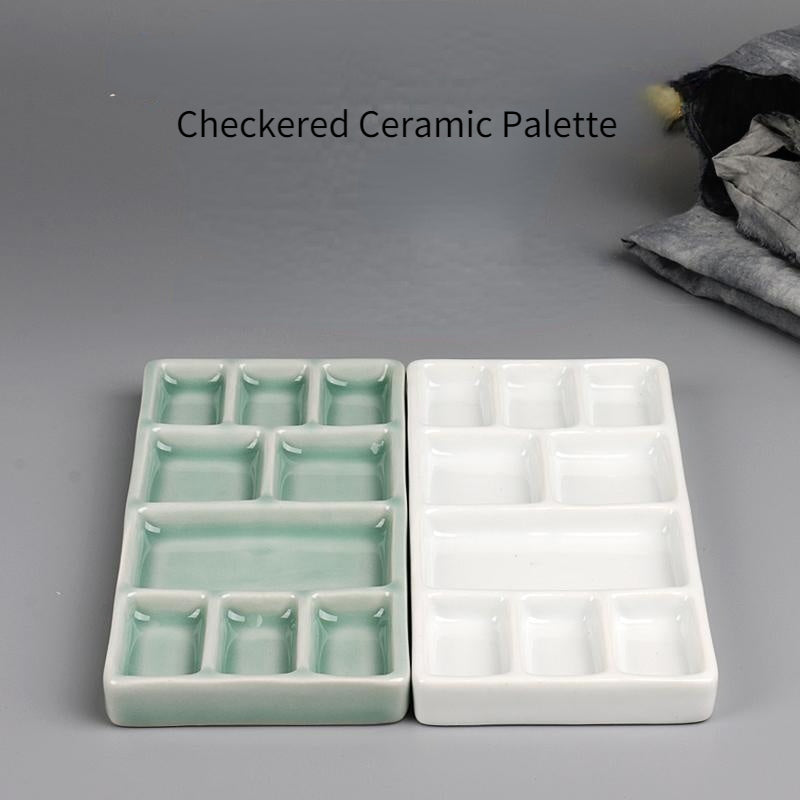 Ceramic Square Palette Multi-grid Watercolor Oil Paint Tray Adult Beginner Portable Art Supplies Jingdezhen Firing