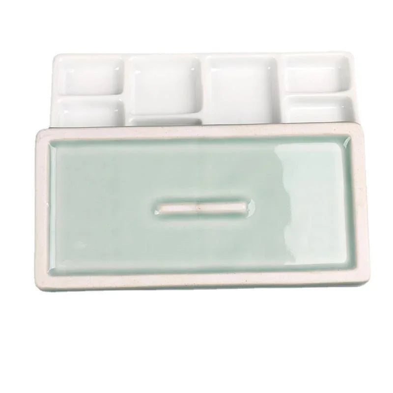 Ceramic Square Palette Multi-grid Watercolor Oil Paint Tray Adult Beginner Portable Art Supplies Jingdezhen Firing