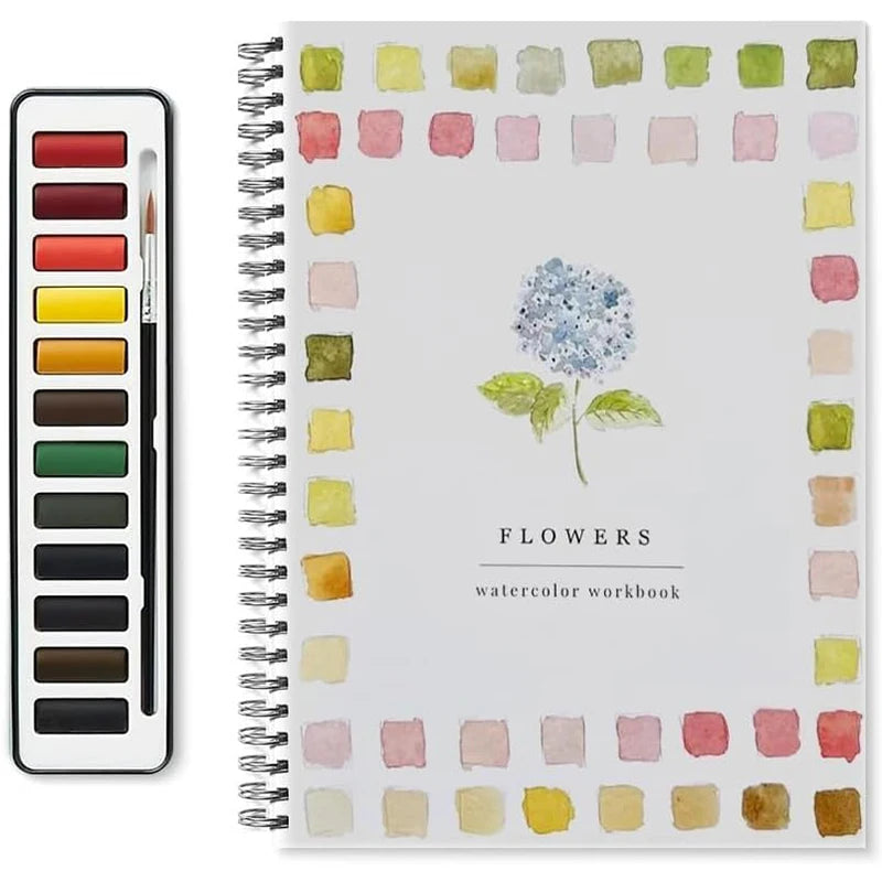 12 Colors Watercolor Paint Set With Paint Brush Art Crafts Painting Supplies Beginner-friendly Watercolor Workbooks Kids Adults
