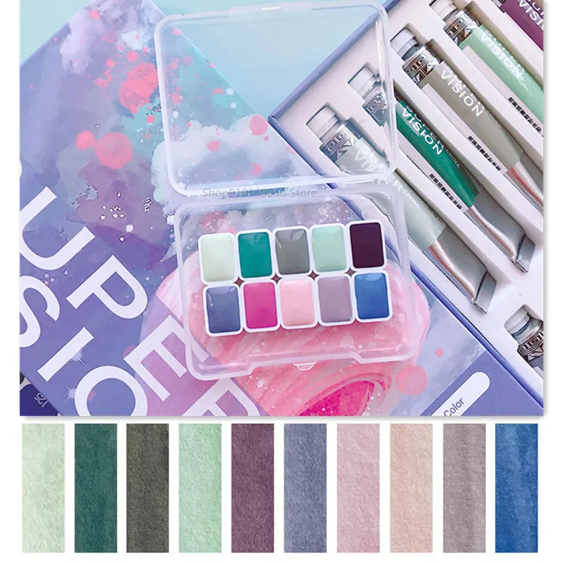 Super Vision Watercolor Paint 10 Color 1ML Artist Morandi Macaron Candy Color Advanced Gray Beginner Painting Art Supplies