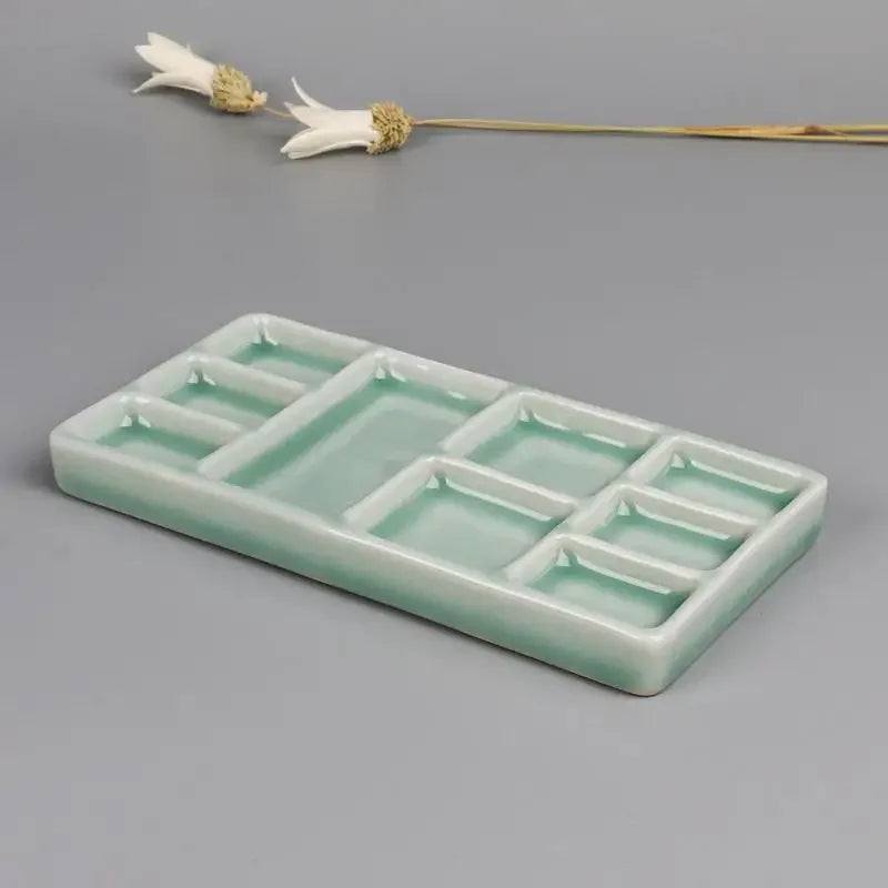 Ceramic Square Palette Multi-grid Watercolor Oil Paint Tray Adult Beginner Portable Art Supplies Jingdezhen Firing