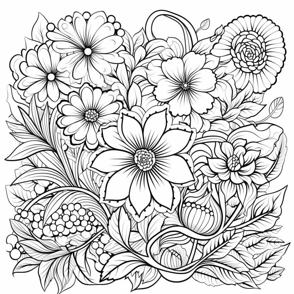 Flower Fantasy Art Coloring Book 22 Page Gift For Birthday Party Relieve Stress Kill Time Graffiti Painting Drawing Art Book
