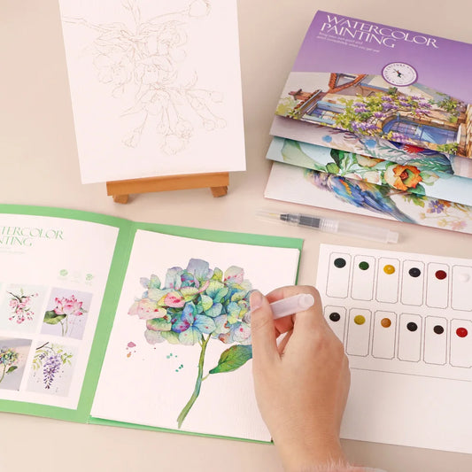 6 creative watercolor painting sets, including watercolor paper, dipping pen, art painting and coloring pigments