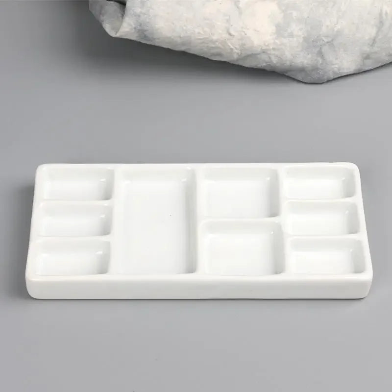 Ceramic Square Palette Multi-grid Watercolor Oil Paint Tray Adult Beginner Portable Art Supplies Jingdezhen Firing