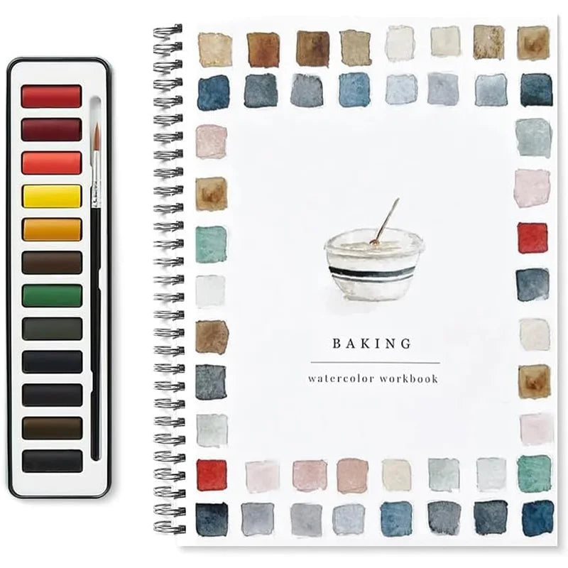 12 Colors Watercolor Paint Set With Paint Brush Art Crafts Painting Supplies Beginner-friendly Watercolor Workbooks Kids Adults