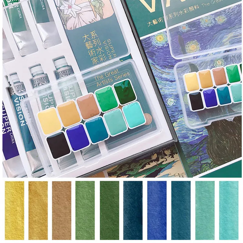 Super Vision Watercolor Paint 10 Color 1ML Artist Morandi Macaron Candy Color Advanced Gray Beginner Painting Art Supplies