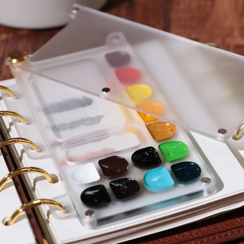 Portable Watercolor Palette Empty Acrylic Loose-leaf Paint Box with Cover Artist Accessories Travel Painting Art Supplies